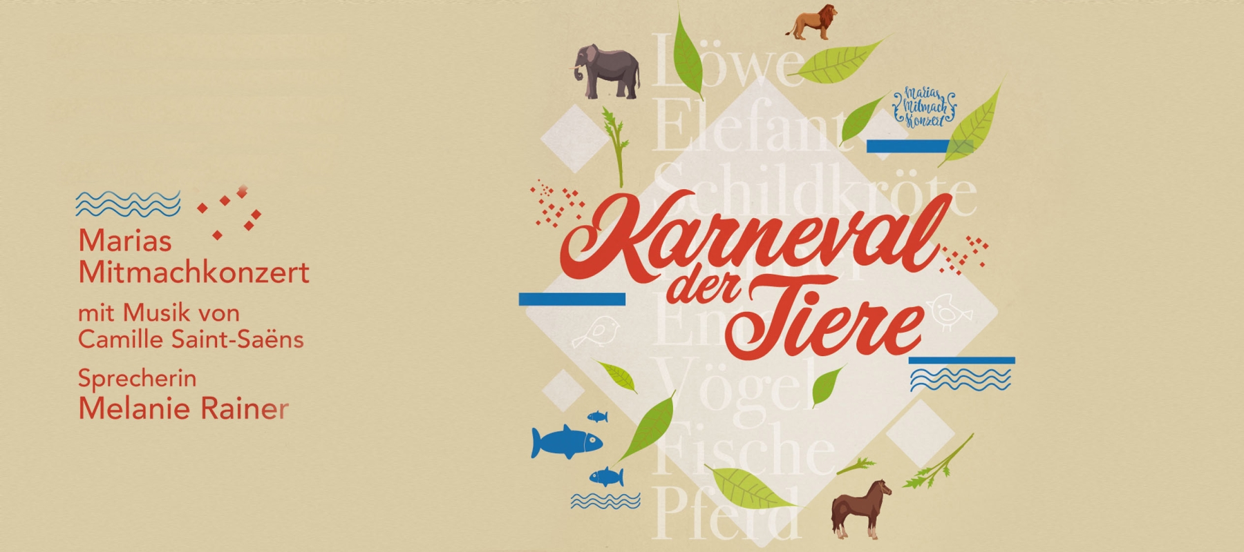 Turmtheater Regensburg zeigt »Der Karneval der Tiere« mit Maria Gruber (Geige), Christiane Schulte (Geige), Waltraud Gruber (Bratsche), Tina Molle (Cello), Eva Rosenhammer (Querflöte), Melanie Rainer (Sprecherin)